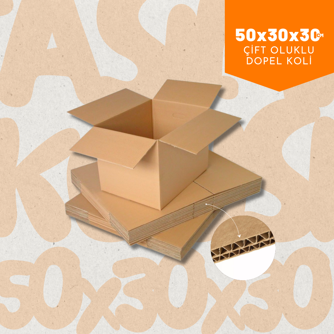 Koli 10 Adet 50x30x30cm Çift Oluklu (Kalın ve Sağlam)