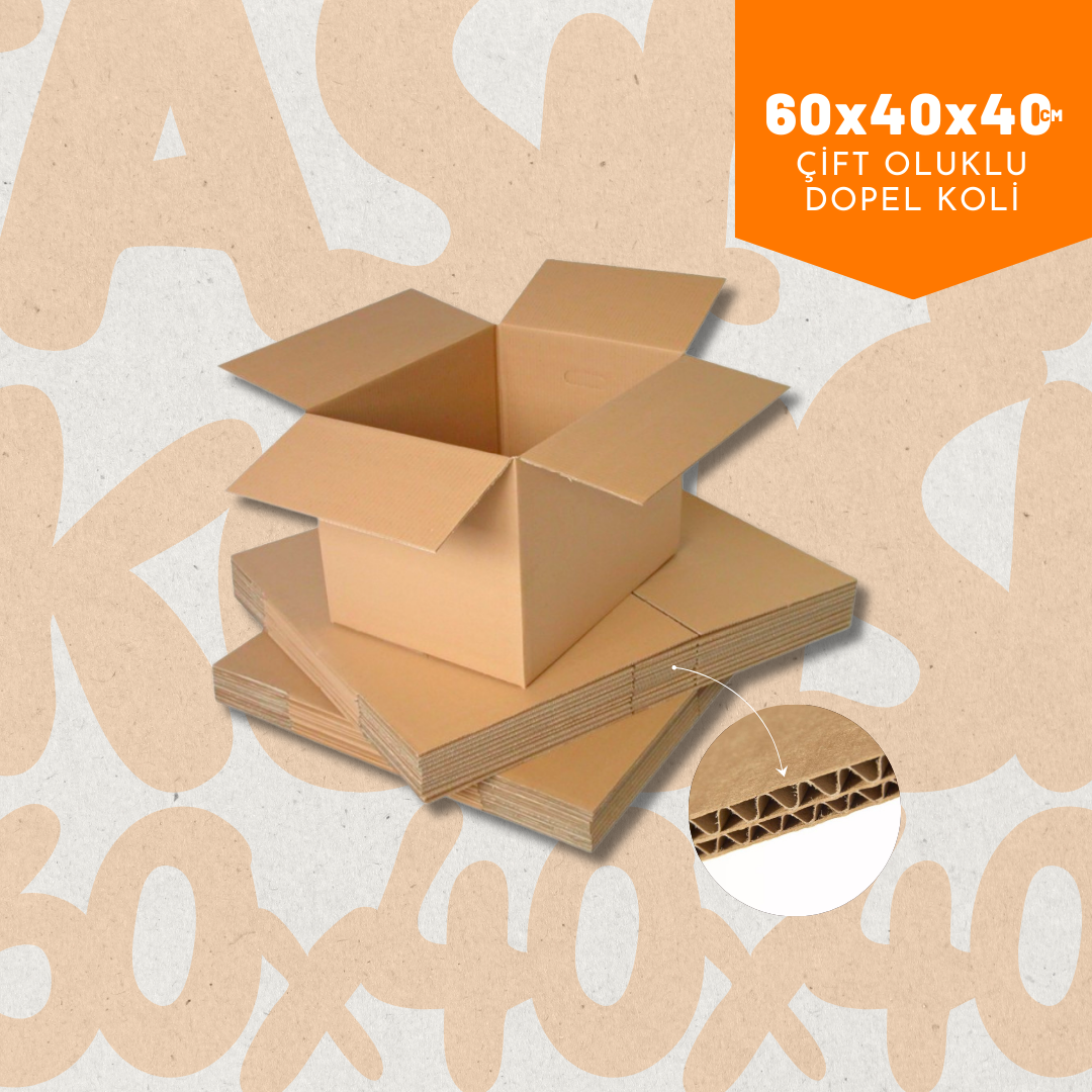 Koli 5 Adet 60x40x40cm Çift Oluklu (Kalın ve Sağlam)