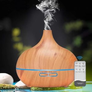 Aroma Terapi Oda Hava Nemlendirici Işıklı Ultrasonik Buhar Makinesi Ahşap Görünüm 7 Renk Led Işıklı