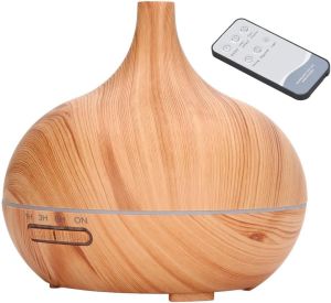 Aroma Terapi Oda Hava Nemlendirici Işıklı Ultrasonik Buhar Makinesi Ahşap Görünüm 7 Renk Led Işıklı
