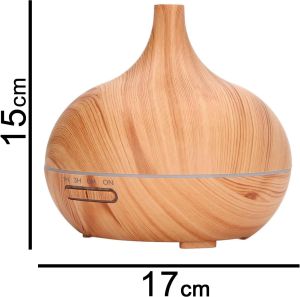Aroma Terapi Oda Hava Nemlendirici Işıklı Ultrasonik Buhar Makinesi Ahşap Görünüm 7 Renk Led Işıklı