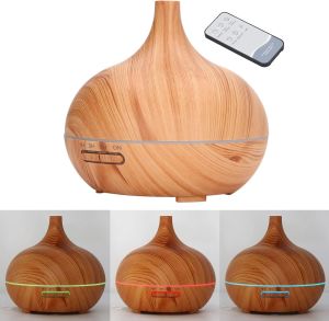 Aroma Terapi Oda Hava Nemlendirici Işıklı Ultrasonik Buhar Makinesi Ahşap Görünüm 7 Renk Led Işıklı