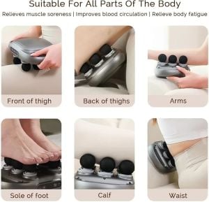 Şarjlı Geliştirilmiş 6 Başlıklı Fonksiyonlu Masaj Aleti 2000 mAh Masaj Tabancası